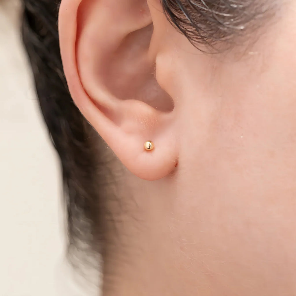 Brinco Em Ouro 18k Bolinha 3mm Infantil Cor Dourado