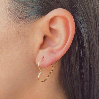 Brinco Ouro 18k Argola Coração