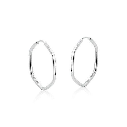 Brinco de argola hexagonal prata 925