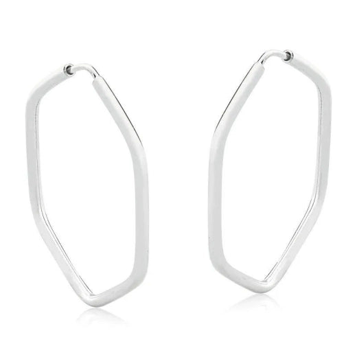 Brinco de argola hexagonal prata 925