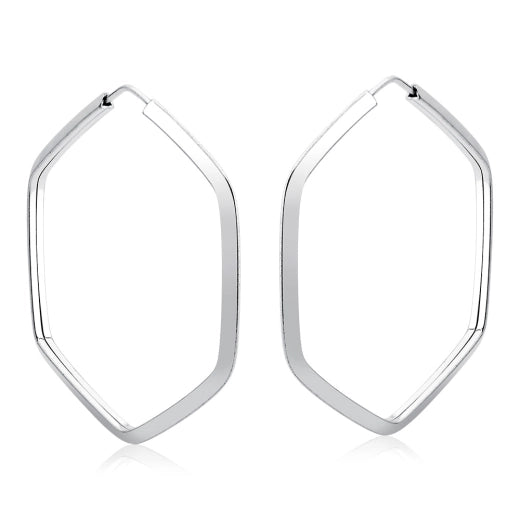 Brinco de argola hexagonal prata 925
