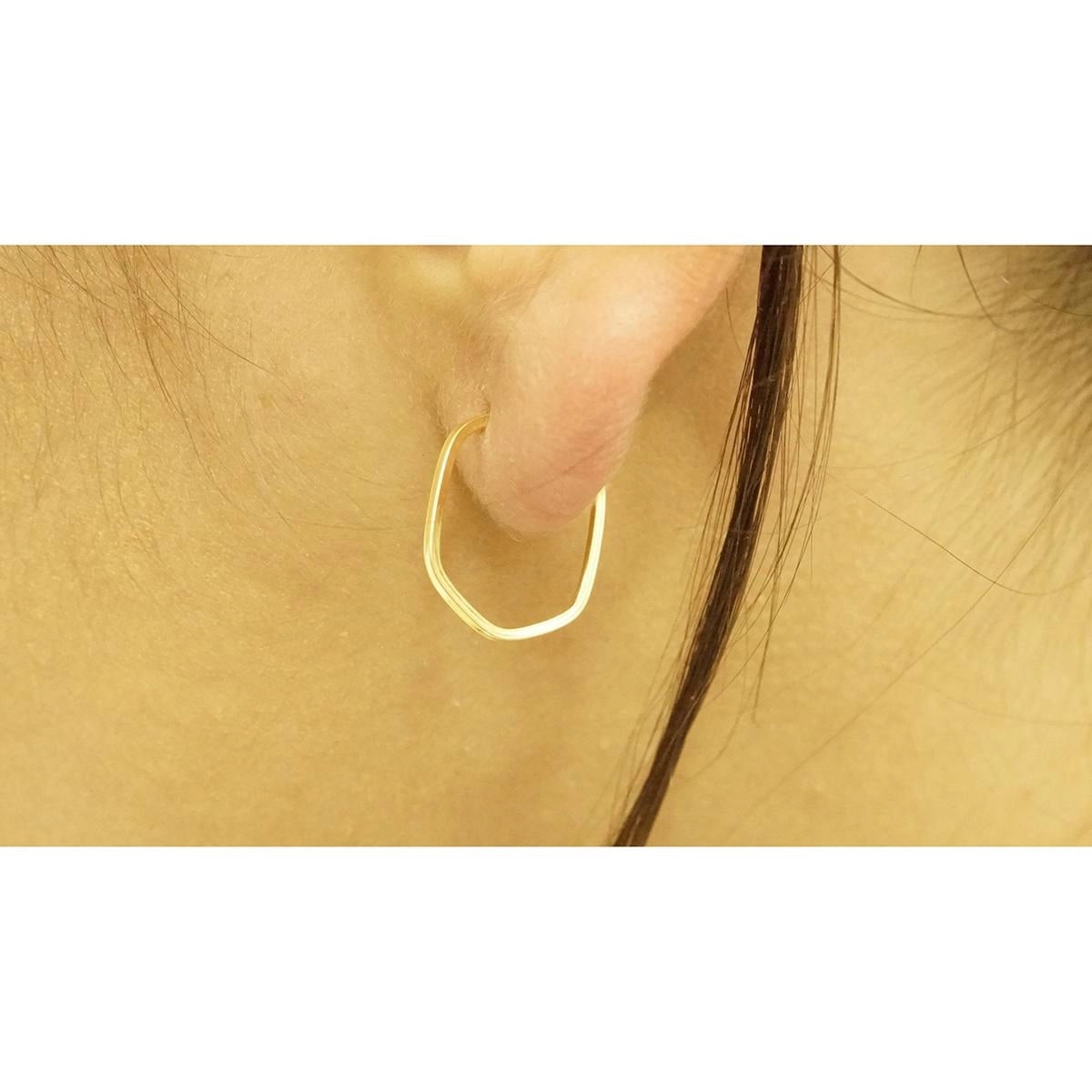 Brinco Argola Sextavada 15mm Ouro 18k Par Cor Amarelo