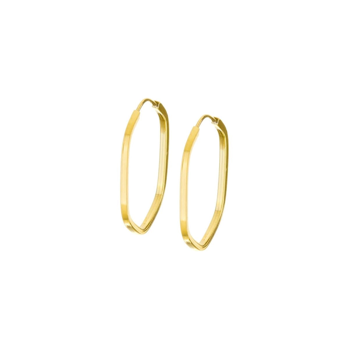 Brinco Argola Sextavada 15mm Ouro 18k Par Cor Amarelo