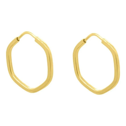Brinco Argola Sextavada 15mm Ouro 18k Par Cor Amarelo