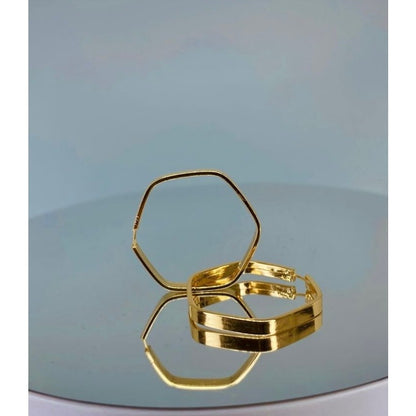 Brinco Argola Sextavada 15mm Ouro 18k Par Cor Amarelo