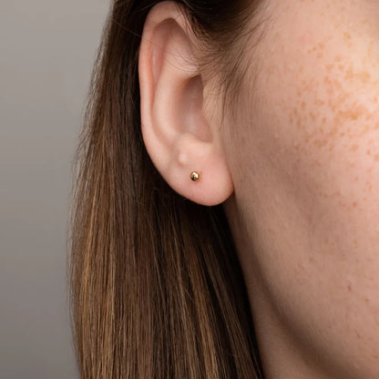 Brinco Em Ouro 18k Bolinha 3mm Infantil Cor Dourado