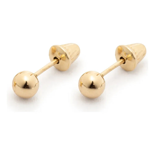 Brinco Em Ouro 18k Bolinha 3mm Infantil Cor Dourado